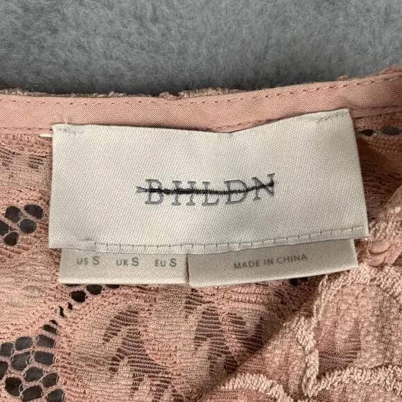 BHLDN Blush Pink Lace Floral Cropped Blouse Romantic Feminine Coquette - Picture 5 of 7